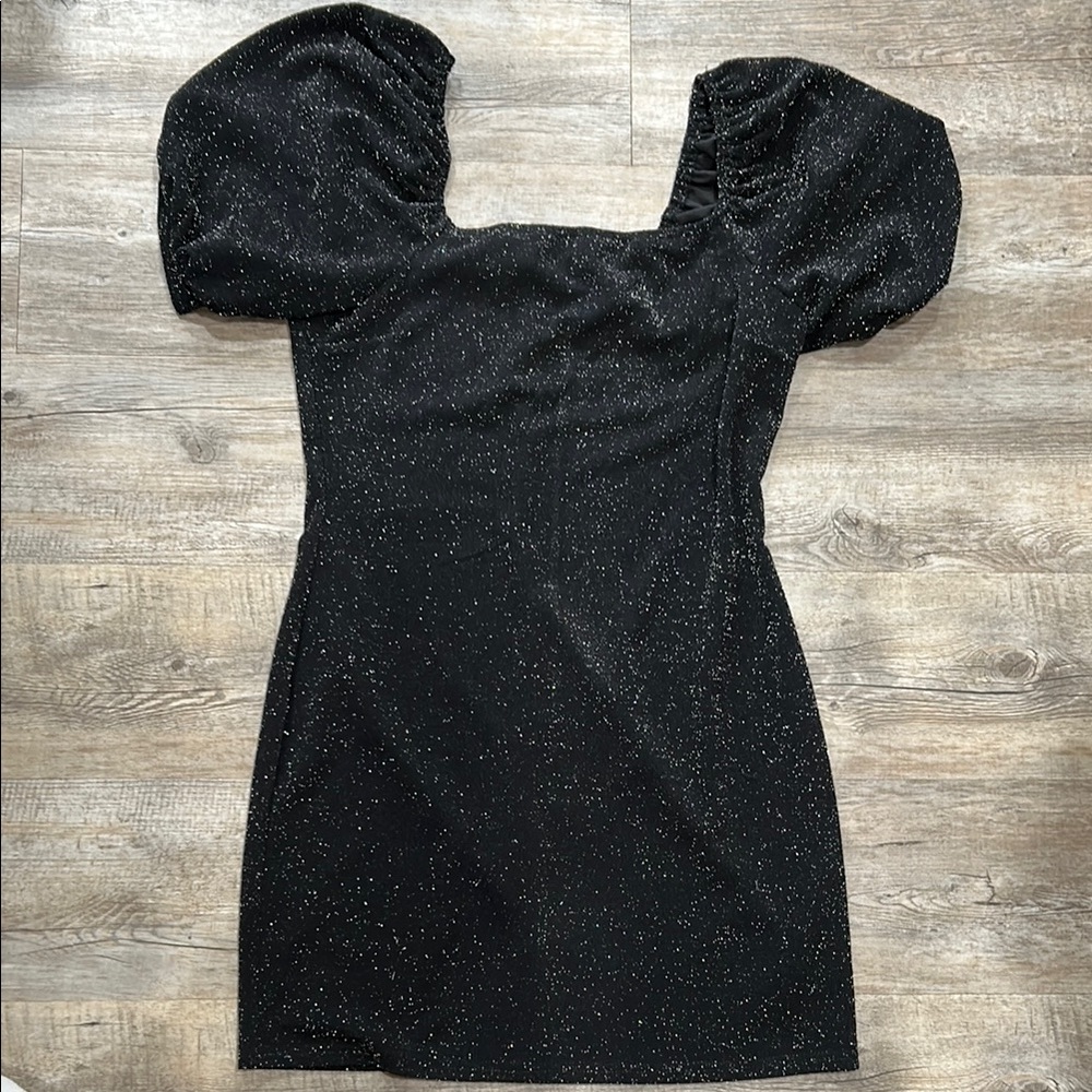 Ophelia & Co. Black Mini Dress with Puff Sleeves